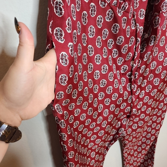 JOIE Silk Noleen Jumpsuit in Rhubarb. Women's size Small.  Pockets - Picture 2 of 16